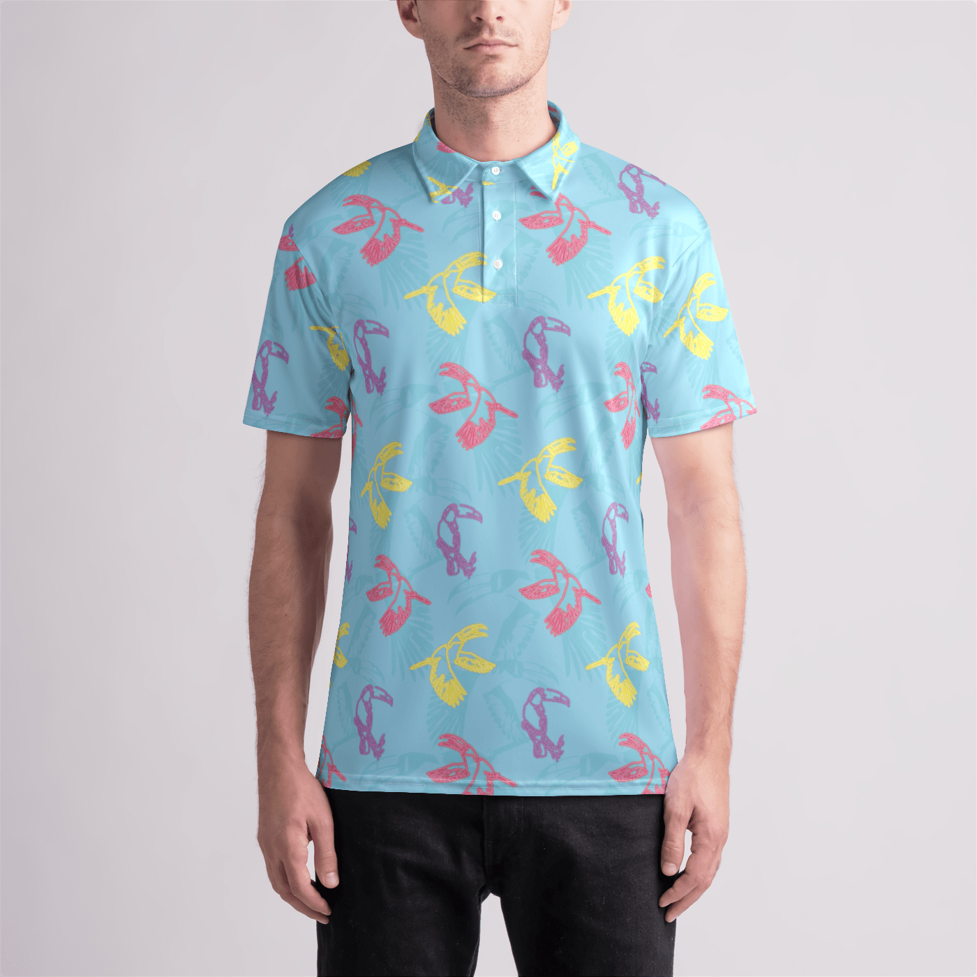 Neon Toucans Sky Men's Polo Shirt