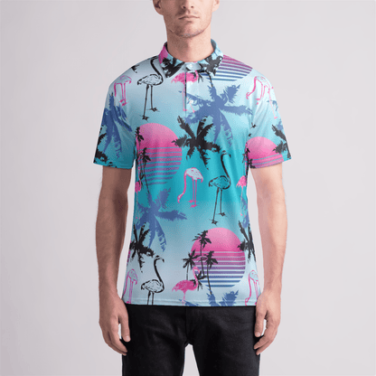 Flamingo Ombre Men's Polo Shirt
