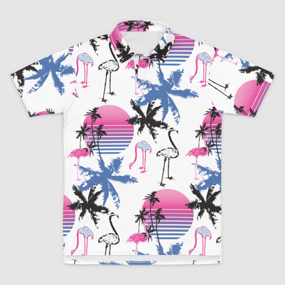 Flamingo White Men's Polo Shirt