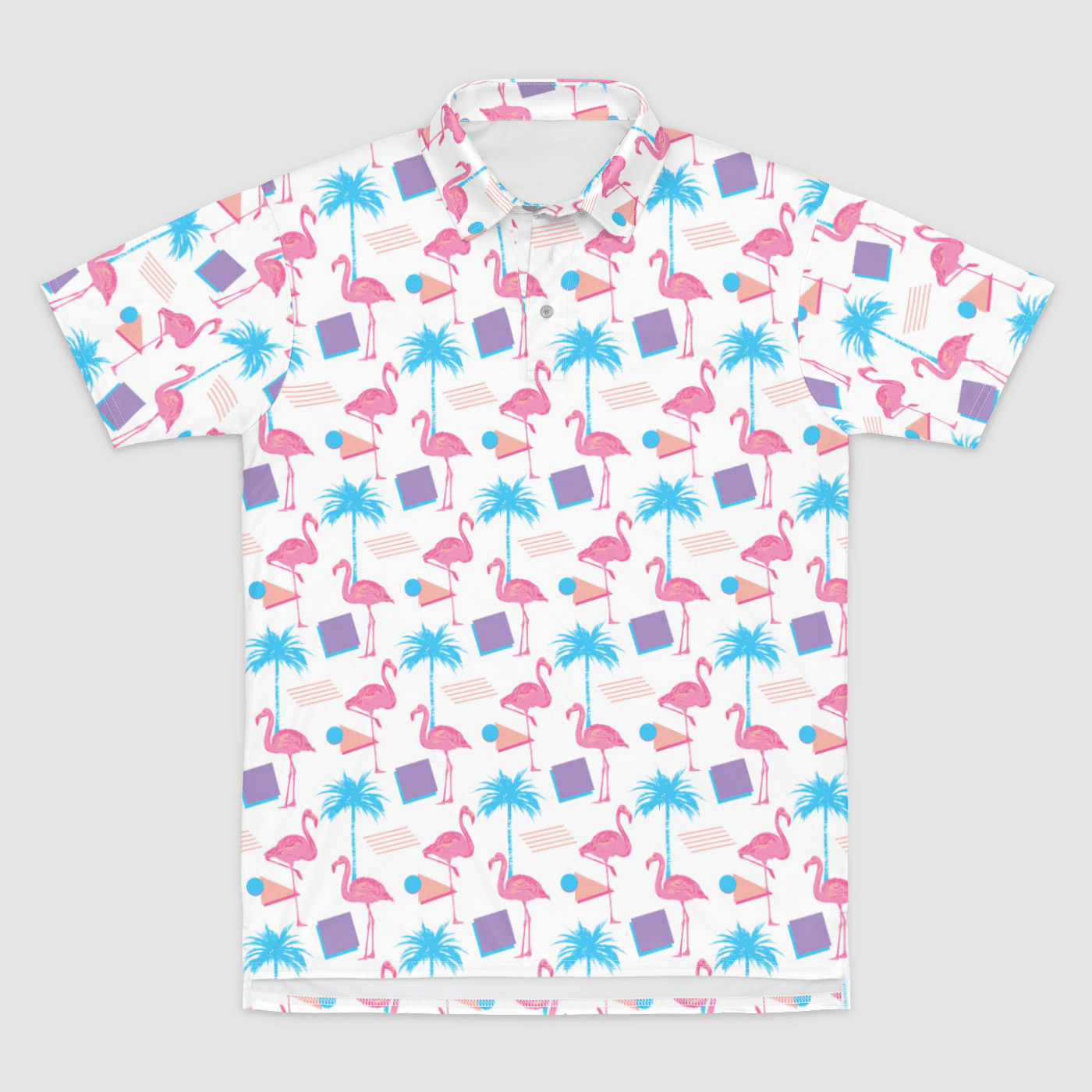 Retro Flamingo White Men's Polo Shirt