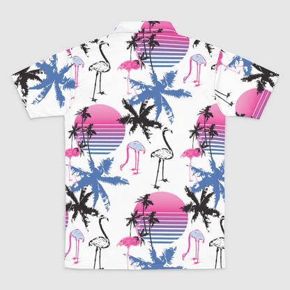 Flamingo White Men's Polo Shirt