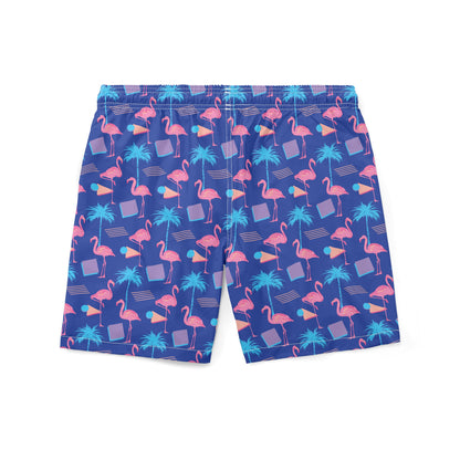Retro Flamingo Blue  Swim Trunks