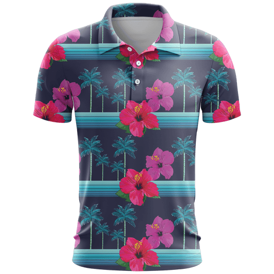 Hibiscus Navy Men's Polo Shirt