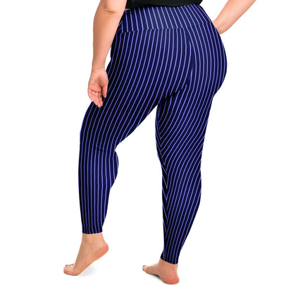 Blue Pinstripe Plus Size Leggings for Women