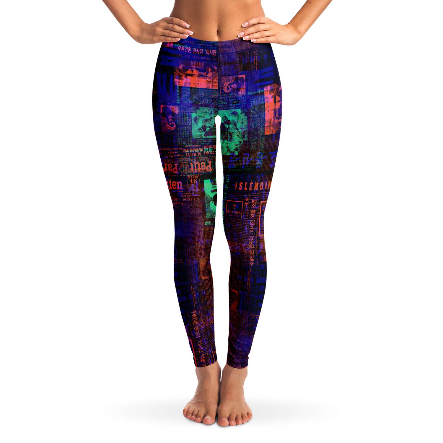 Newspaper print store leggings