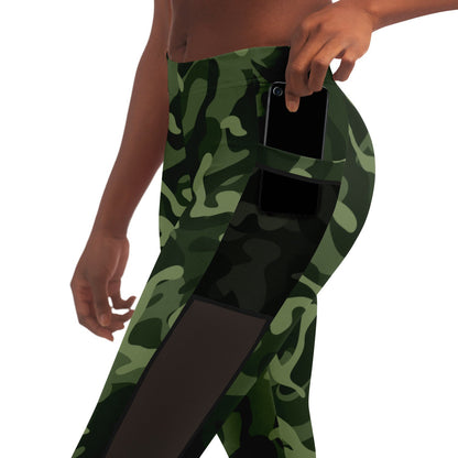 Camouflage Pattern Mesh Pocket Leggings