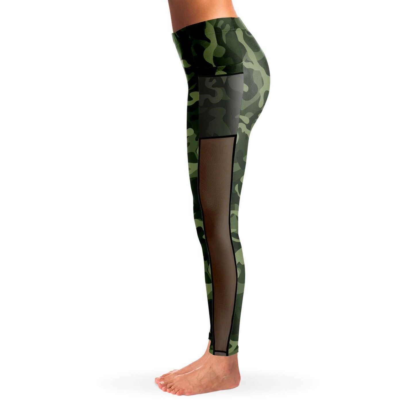 Camouflage Pattern Mesh Pocket Leggings