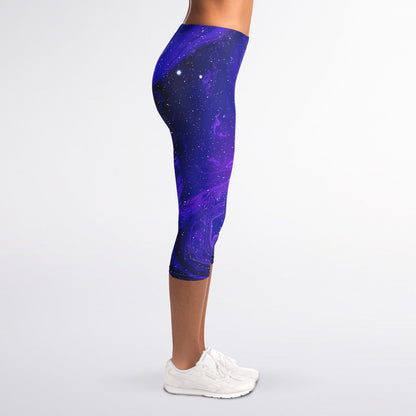 Blue Nebula Capri Leggings for Women