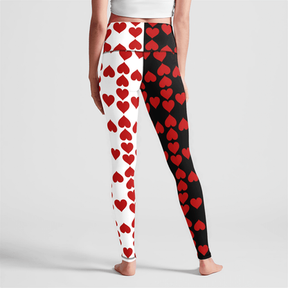 Queen of Hearts Black and White High Waist Leggings