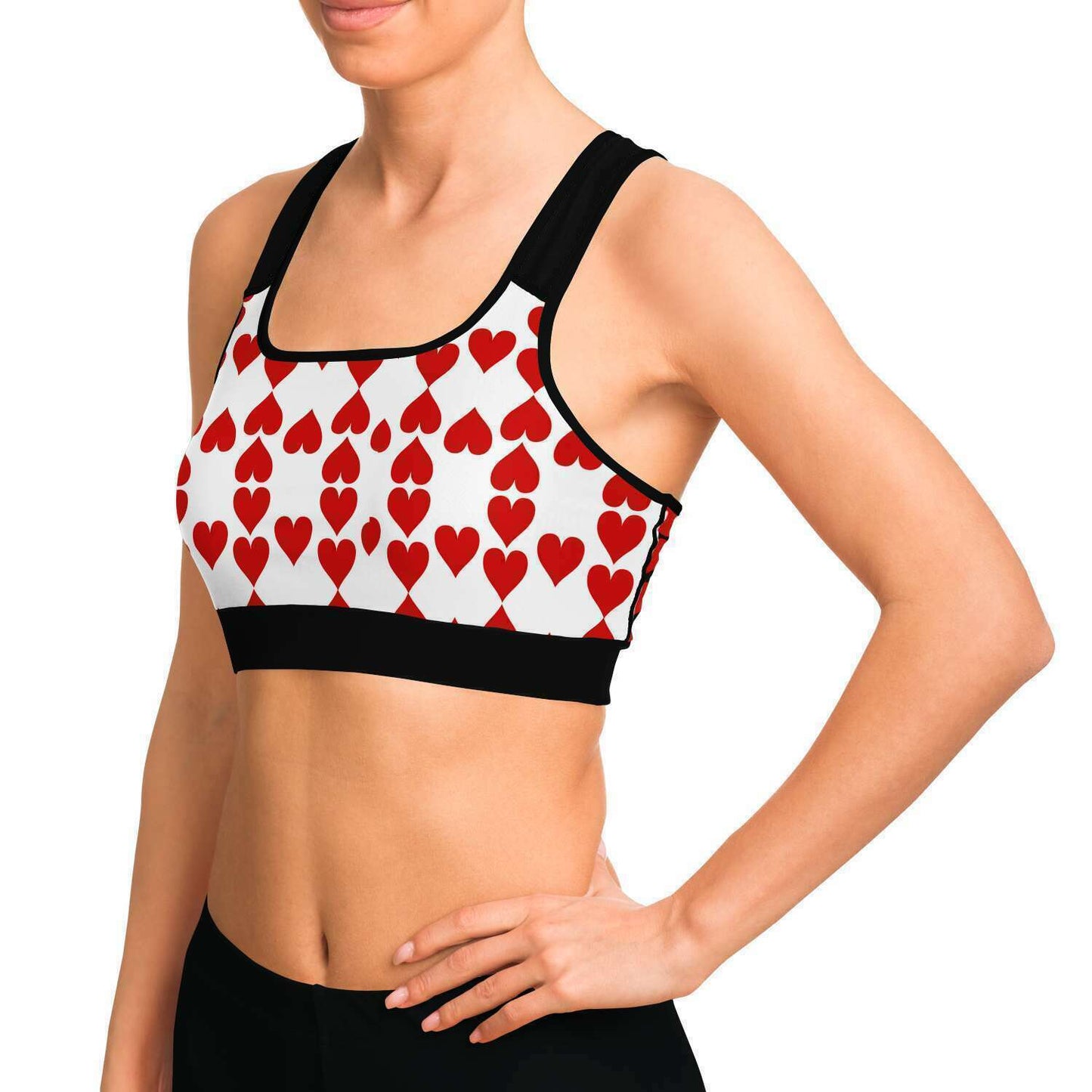 Queen of Hearts Black and White Sports Bra – Wired Cat