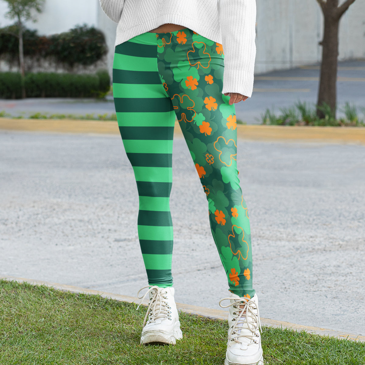 Lucky Stripes Shamrock and Clover Leggings – Wired Cat
